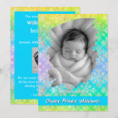 Faire-part [Rainbow Damask] Soft Pastels Baby Boy Birth (Devant / Derrière)