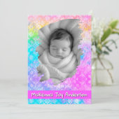 Faire-part [Rainbow Damask] Soft Pastels Baby Girl Birth (Debout devant)