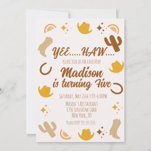 Faire-part Rainbows et Rodeos Anniversaire Super (Devant)