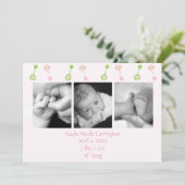 Faire-part Rattle n Roll Annouement de naissance (rose) (Debout devant)