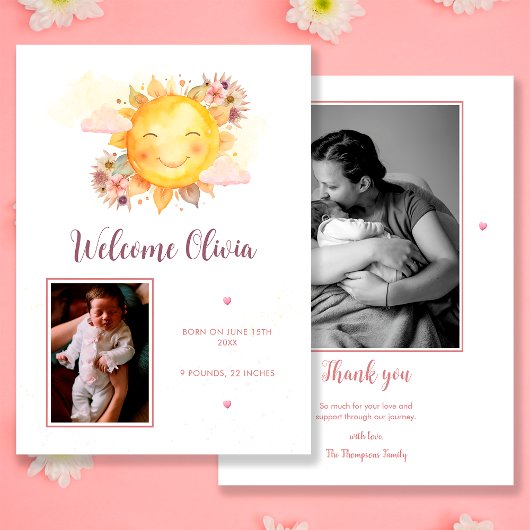 Faire-part Ray Of Sunshine Est En Chemin Photo Boho Girl