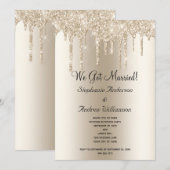 Faire-part Réception de mariage après une fugue avec paillett (Devant / Derrière)