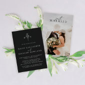 Faire-part Réception De Mariage Floral Moderne Noir Simple