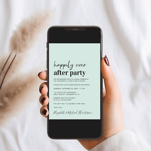 Faire-part Réception de mariage minimal moderne Mint Invitati