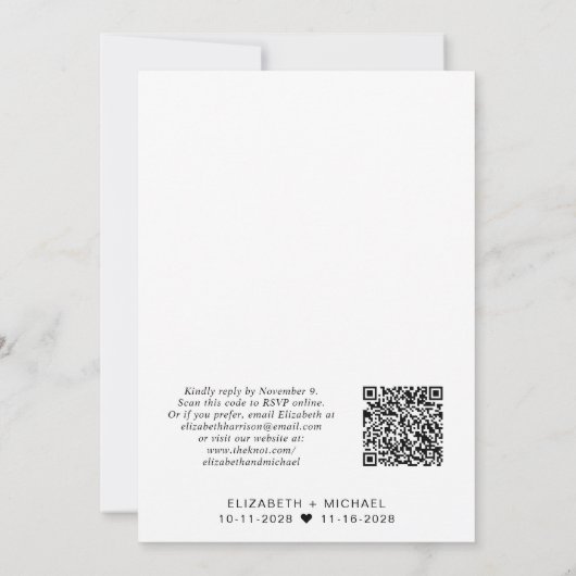 Faire-part Réception de mariage minimal moderne QR Code (Dos)