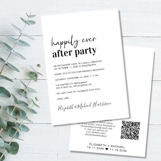 Faire-part Réception de mariage minimal moderne QR Code