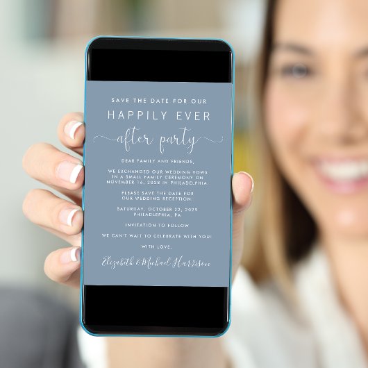 Faire-part Réception de mariage Photo Dusty Blue Enregistrer 