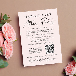Faire-part Réception de mariage Photo QR Code rose