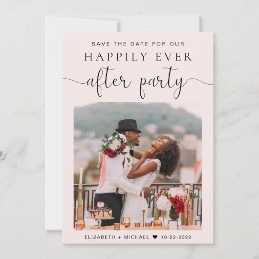 Faire-part Réception de mariage rose de photo chic Enregistre (Devant)