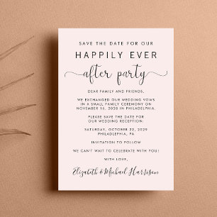 Faire-part Réception de mariage rose Enregistrer la date