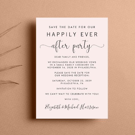 Faire-part Réception de mariage rose Enregistrer la date