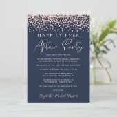 Faire-part Réception de mariage Rose Gold Glitter Photo Bleu (Debout devant)