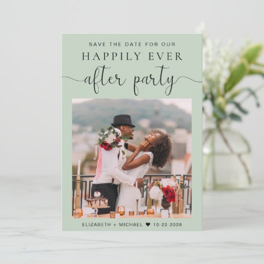 Faire-part Réception de mariage Sage Photo moderne Enregistre (Debout devant)