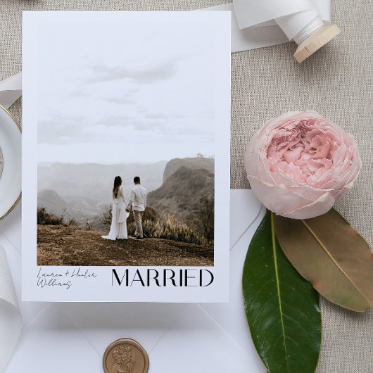 Faire-part Réception Mariée Simple 3 Photo Script Mariage