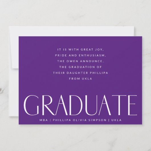 Faire-part Recouvert de peinture noire blanche Diplômé de la (Dos)