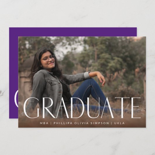 Faire-part Recouvert de peinture noire blanche Diplômé de la (Devant / Derrière)