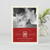 Faire-part Rectangle double bonheur photo Mariage chinois (Debout devant)
