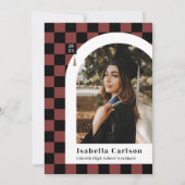 Faire-part Red À damiers Arch Unique Photo Graduation (Devant)