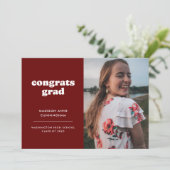 Faire-part Red and White Congrats Grad Two Photo Graduation (Debout devant)