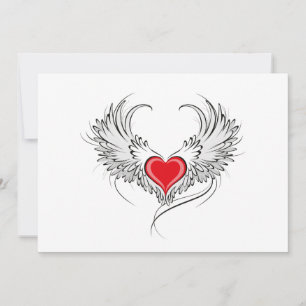 Faire-part Red Angel Coeur avec ailes