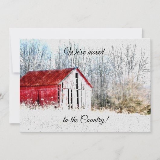 Faire-part Red Barn Nouvelle adresse (Devant)