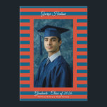 Faire-part Red & Blue Preppy High School Photo Graduate<br><div class="desc">Part of Grad Collection - Add your custom matching envelope, stickers, and more Announce your graduate’s achievement with this retro and preppy graduation announcement card. Featuring a modern photo layout and clean typography, this design is perfect for high school graduates celebrating the Class of 2026. Fully customizable with your own...</div>