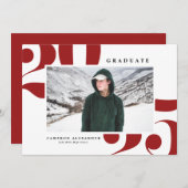 Faire-part Red Bold Typographie 2024 Diplôme photo (Devant / Derrière)