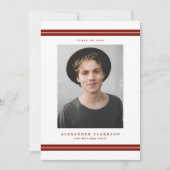 Faire-part Red Classic Stripes Moderne Photo Graduation (Devant)