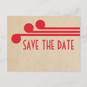 Faire-part Red Deco Chic Enregistrer la carte postale Date