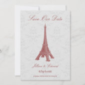 Faire-part Red Eiffel Tower Damask Enregistrer La Date Annonc (Devant)