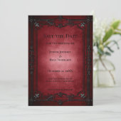 Faire-part Red Gothic Halloween wedding save the date (Debout devant)