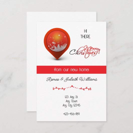 Faire-part Red Location New Home Announcement (Devant / Derrière)