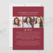 Faire-part Red Photo Collage Graduation (Dos)