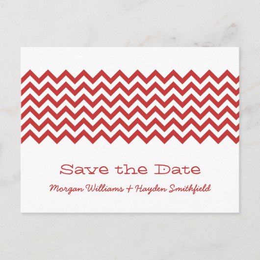 Faire-part Red Simple Chevron Enregistrer la carte postale Da (Devant)