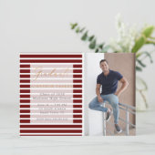 Faire-part Red Stripe Ajoutez Votre Propre Diplôme Photo (Debout devant)