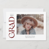 Faire-part Red Trendy Serif Deux Photos Graduation (Devant)