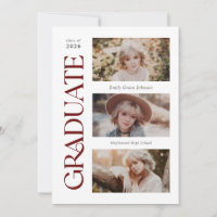 Red Trendy Serif Multiples Diplôme Photo