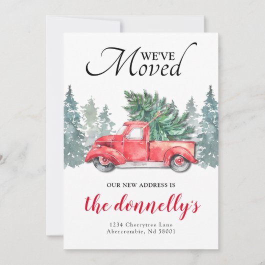 Faire-part Red Truck Winter Nouvelle adresse Moving (Devant)