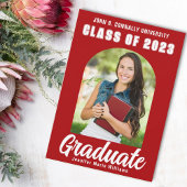 Faire-part Red White Graduate Photo Moderne Gras Graduation