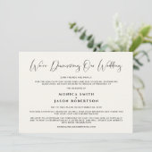 Faire-part Réduire la taille de notre mariage Élégante callig (Debout devant)