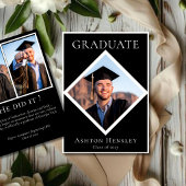 Faire-part Refined Black & White Graduation Photo