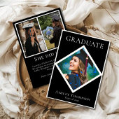 Faire-part Refined Black & White Graduation Photo
