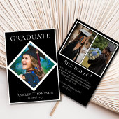 Faire-part Refined Black & White Graduation Photo
