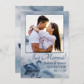 Faire-part Réflexions des lacs | Mariage photo Dusty Blue Swa (Devant / Derrière)