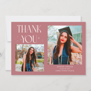 Faire-part Remerciement de diplômé rose 2-Photo 