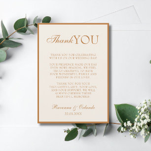 Faire-part Remerciement de mariage Copper Champagne Old Money
