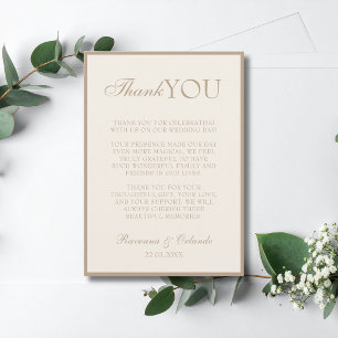Faire-part Remerciement de mariage Taupe Champagne Old Money