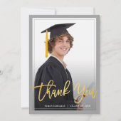 Faire-part Remerciement de photo de remise de diplôme gris et (Devant)