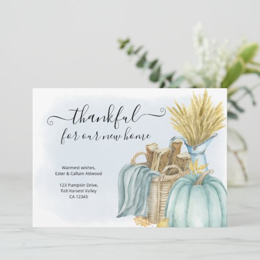 Faire-part Remerciements à New Home Rustic Citrouille Moving (Debout devant)