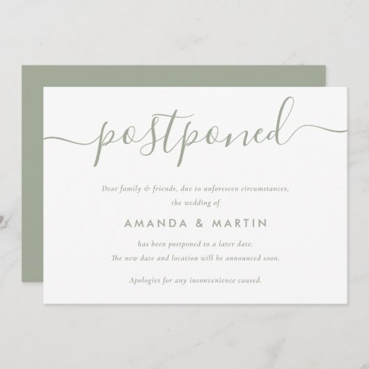 Faire-part Remise du Mariage moderne Sage Green (Devant / Derrière)